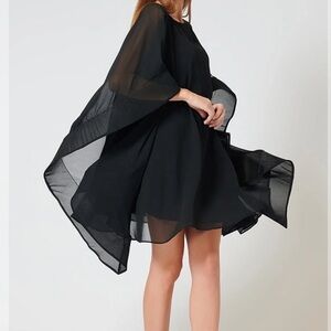 Black Tunic Dress with Wide Sleeve